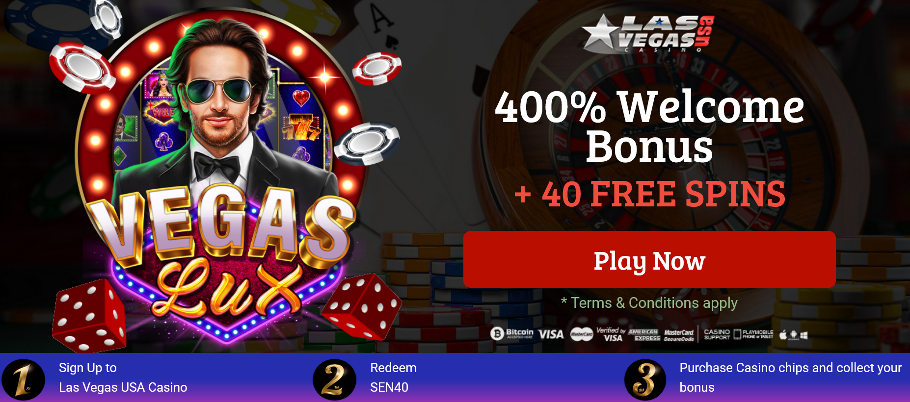 400% Welcome Bonus + 40 FREE SPINS